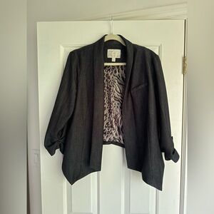 Dynamite Dark Gray Blazer with Animal Print Lining